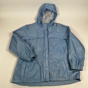 Athletech Rain Jacket Womens size Medium Blue Hoodie Full Zipper Jacket